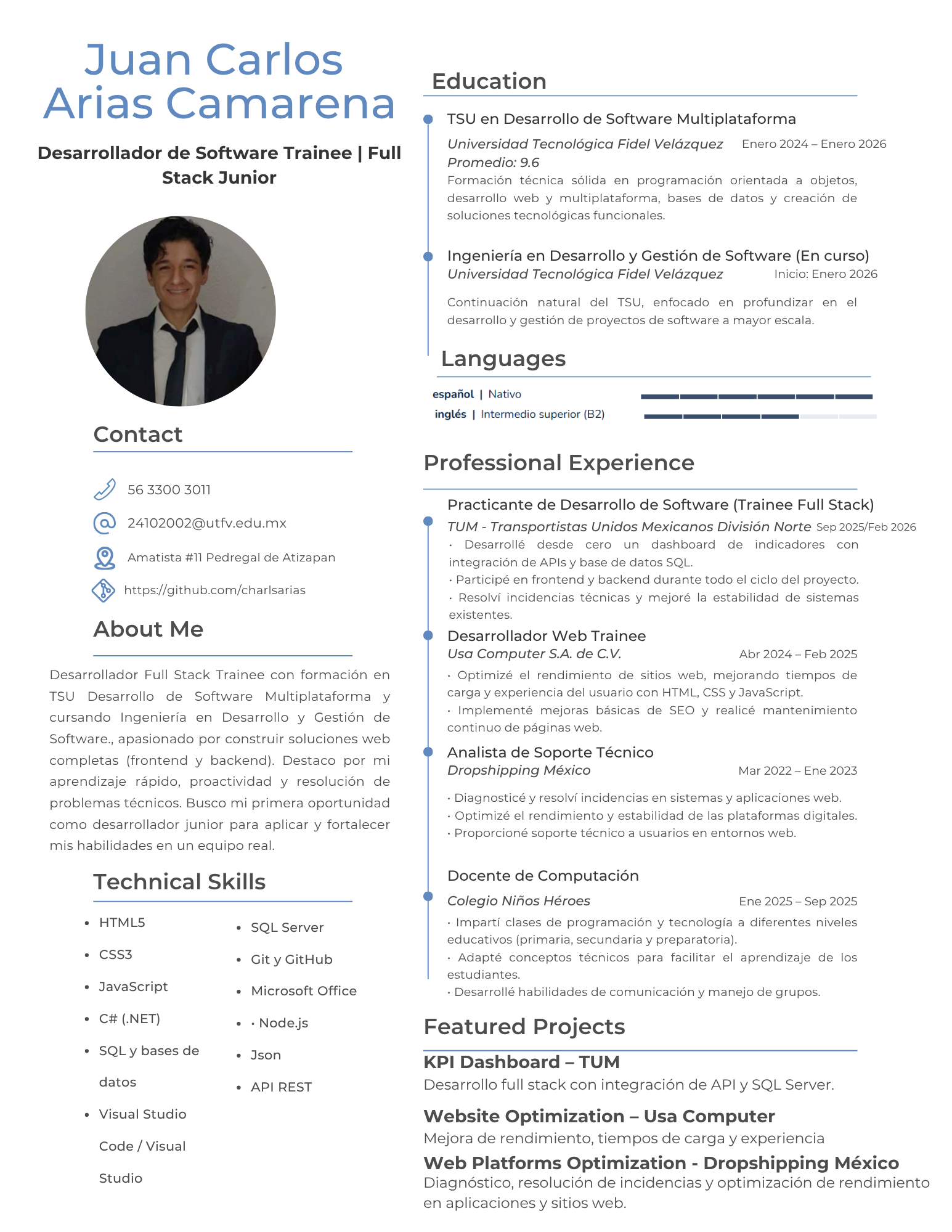 Cv de Juan Carlos Arias Camarena